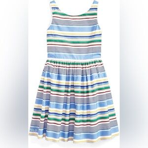 Polo Ralph Lauren Girls Striped Cotton Poplin Dress Multicolor Size 5 Sleeveless